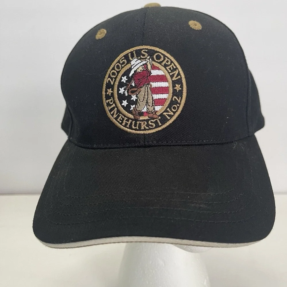 USGA Member 2005‎ US Open Pinehurst #2 Cotton Black Strapback Golf Cap Hat
